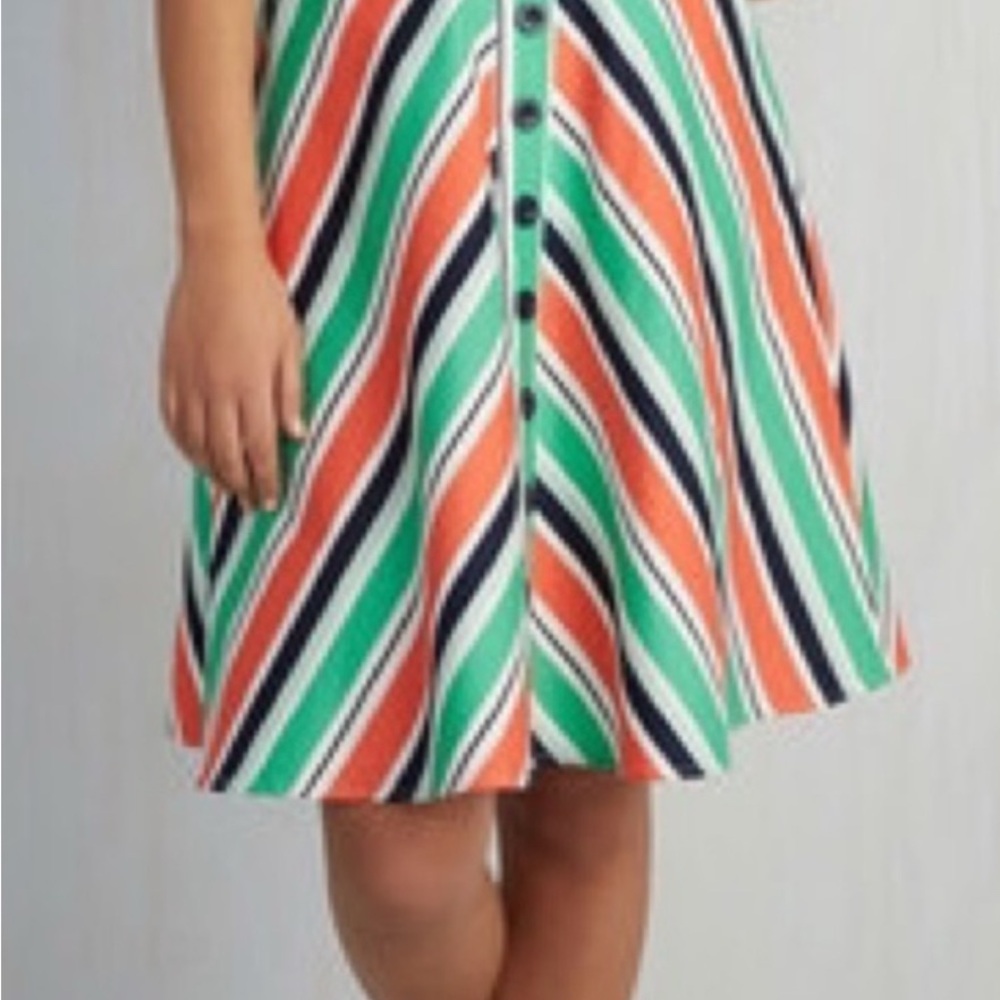 Modcloth Striped Midi Skirt in Green, Orange, and Blue‎ With Pockets Size XL